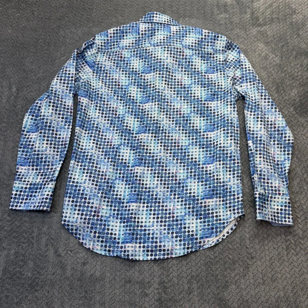 Robert Graham Shirt Mens S Classic Fit Blue Dot Cotton Long Sleeve Geometric